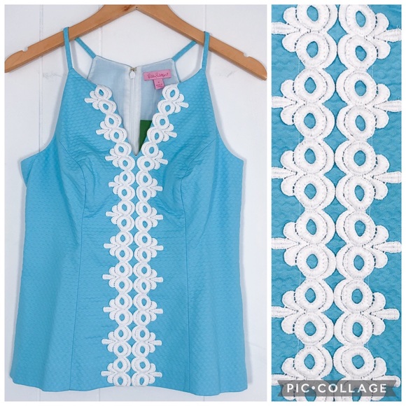 Lilly Pulitzer Tops - Lilly Pulitzer Magnolia Top Sleeveless Lined V Neck - Size 4, Breakwater Blue